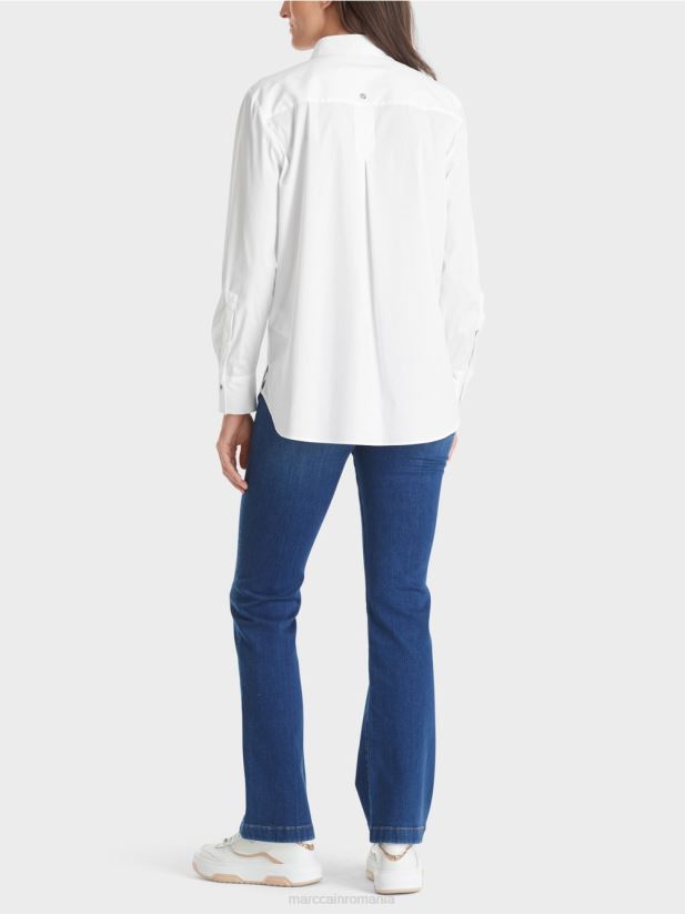 bluză din bumbac elastic Marc Cain alb îmbrăcăminte 4826HH902