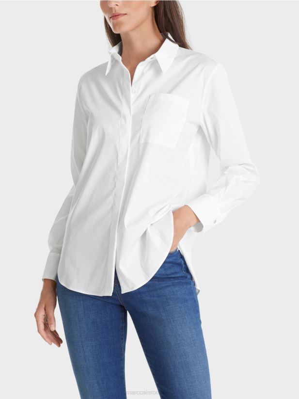 bluză din bumbac elastic Marc Cain alb îmbrăcăminte 4826HH902