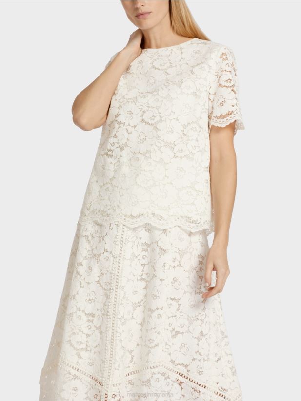 bluză din dantelă Marc Cain aproape alb îmbrăcăminte 4826HH942