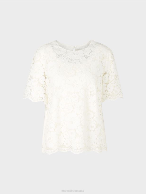 bluză din dantelă Marc Cain aproape alb îmbrăcăminte 4826HH942