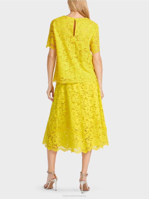 bluză din dantelă Marc Cain verde lamaie îmbrăcăminte 4826HH943