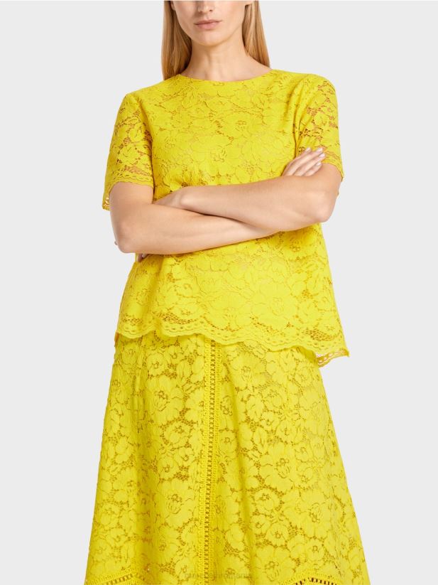 bluză din dantelă Marc Cain verde lamaie îmbrăcăminte 4826HH943