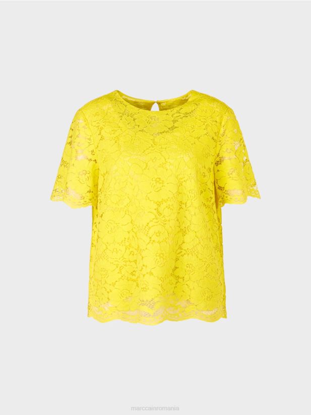 bluză din dantelă Marc Cain verde lamaie îmbrăcăminte 4826HH943