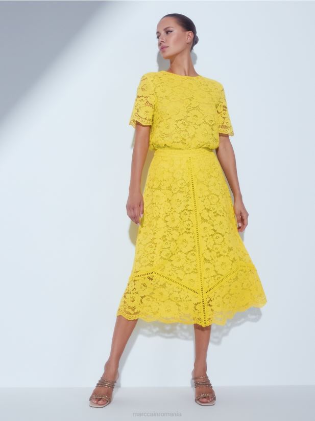 bluză din dantelă Marc Cain verde lamaie îmbrăcăminte 4826HH943