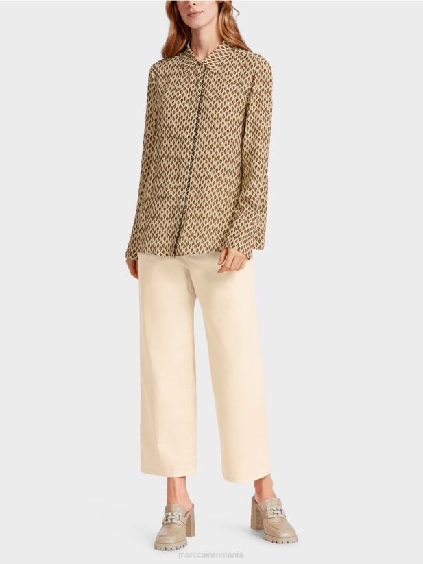 bluză din viscoză cu imprimeu peste tot Marc Cain cremă îmbrăcăminte 4826HH917