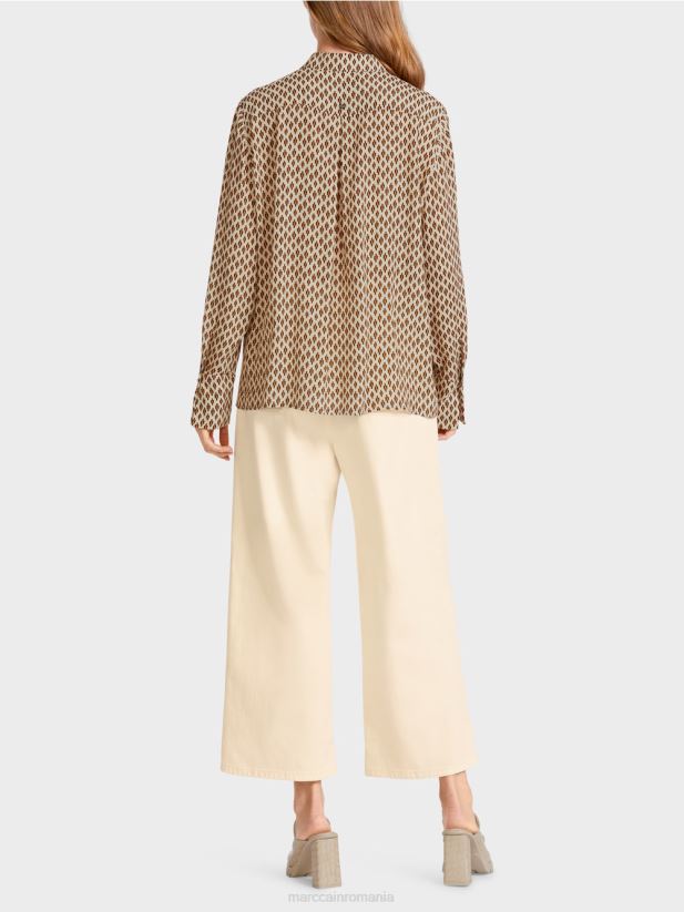 bluză din viscoză cu imprimeu peste tot Marc Cain cremă îmbrăcăminte 4826HH917