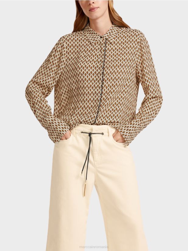 bluză din viscoză cu imprimeu peste tot Marc Cain cremă îmbrăcăminte 4826HH917