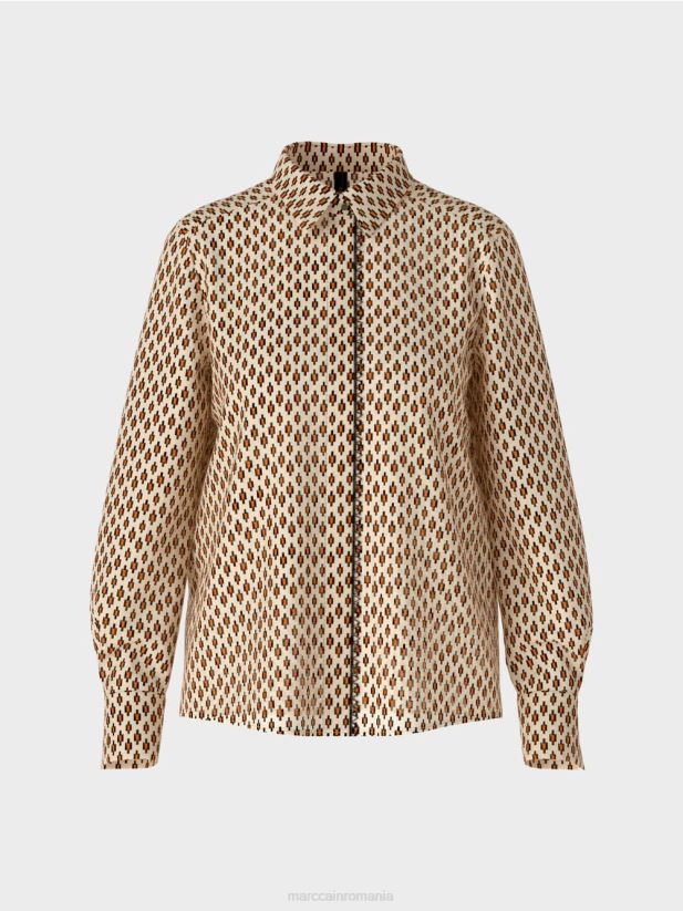 bluză din viscoză cu imprimeu peste tot Marc Cain cremă îmbrăcăminte 4826HH917