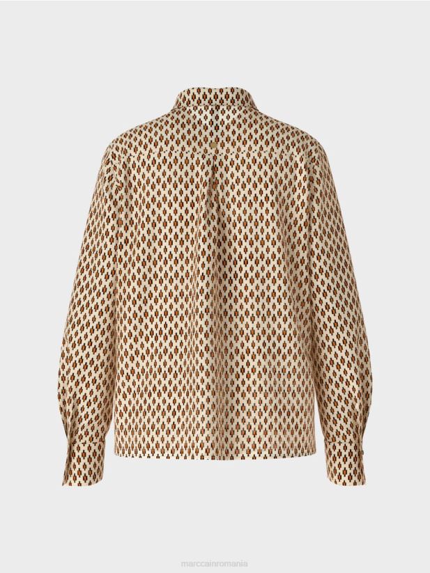 bluză din viscoză cu imprimeu peste tot Marc Cain cremă îmbrăcăminte 4826HH917