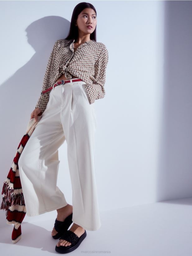 bluză din viscoză cu imprimeu peste tot Marc Cain cremă îmbrăcăminte 4826HH917