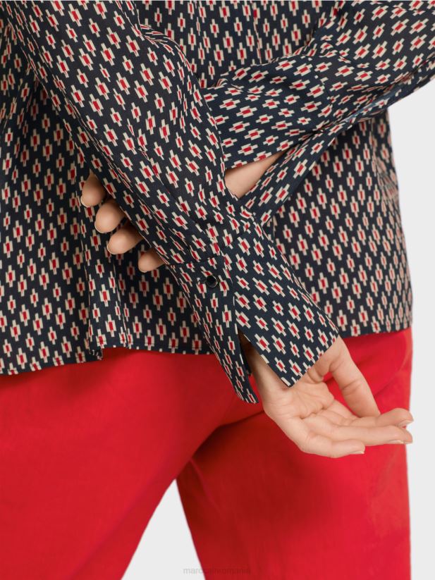 bluză din viscoză cu imprimeu peste tot Marc Cain negru îmbrăcăminte 4826HH920