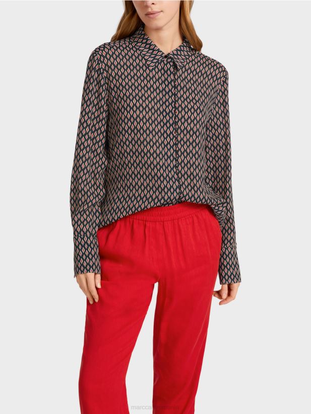 bluză din viscoză cu imprimeu peste tot Marc Cain negru îmbrăcăminte 4826HH920