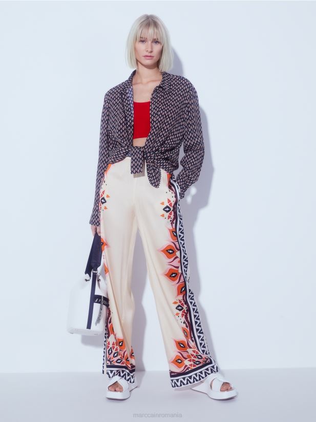 bluză din viscoză cu imprimeu peste tot Marc Cain negru îmbrăcăminte 4826HH920