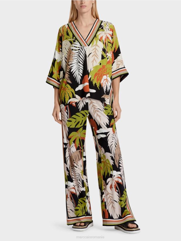 bluză din viscoză cu mâneci kimono Marc Cain verde oliv intens îmbrăcăminte 4826HH947