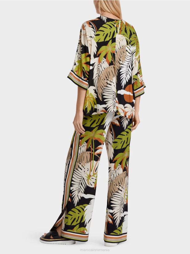 bluză din viscoză cu mâneci kimono Marc Cain verde oliv intens îmbrăcăminte 4826HH947