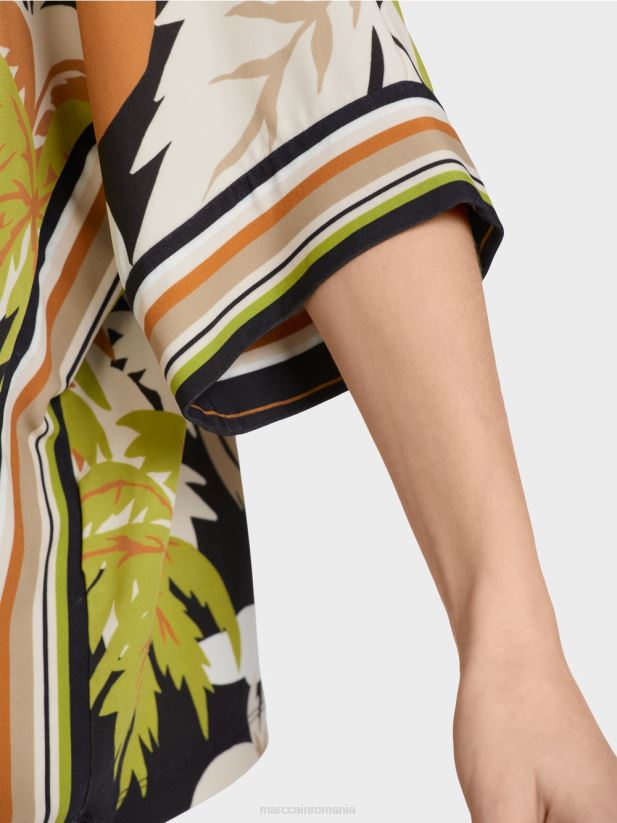 bluză din viscoză cu mâneci kimono Marc Cain verde oliv intens îmbrăcăminte 4826HH947