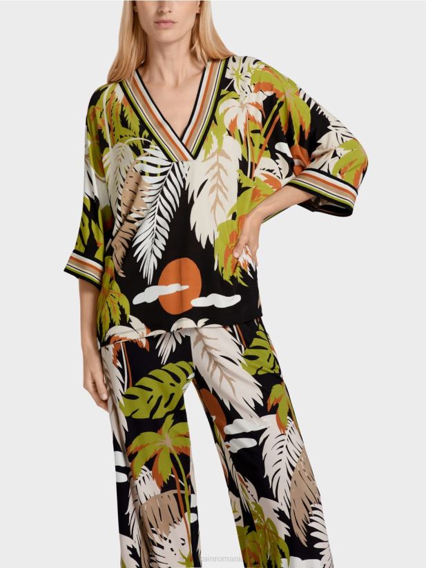 bluză din viscoză cu mâneci kimono Marc Cain verde oliv intens îmbrăcăminte 4826HH947