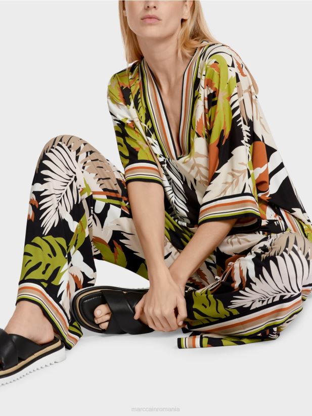 bluză din viscoză cu mâneci kimono Marc Cain verde oliv intens îmbrăcăminte 4826HH947