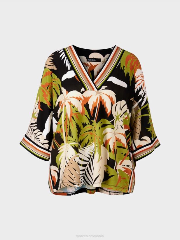 bluză din viscoză cu mâneci kimono Marc Cain verde oliv intens îmbrăcăminte 4826HH947