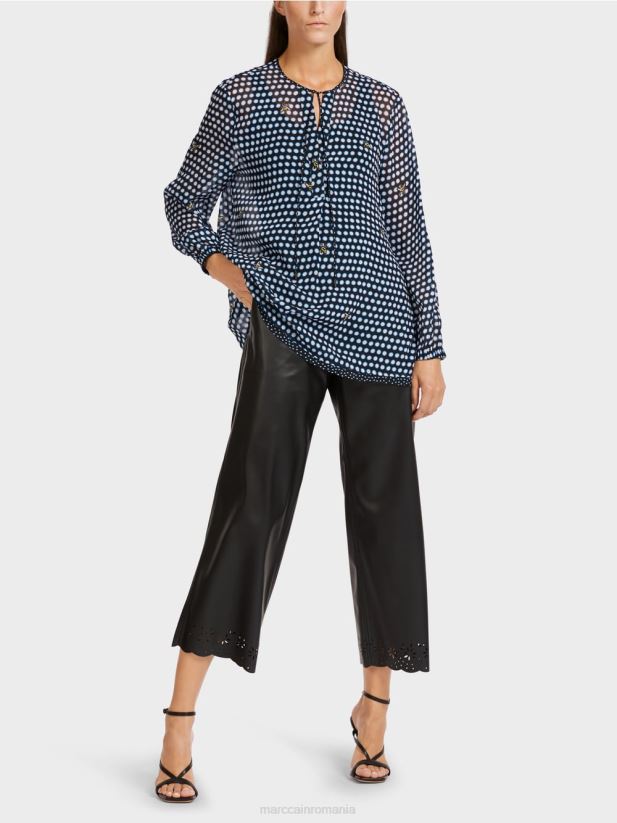 bluză din viscoză cu motiv de buline și albine Marc Cain negru îmbrăcăminte 4826HH989