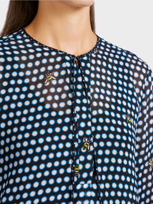 bluză din viscoză cu motiv de buline și albine Marc Cain negru îmbrăcăminte 4826HH989