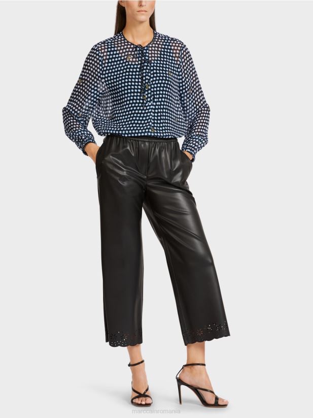 bluză din viscoză cu motiv de buline și albine Marc Cain negru îmbrăcăminte 4826HH989