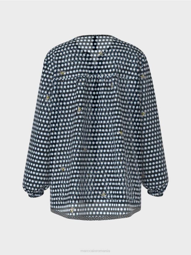 bluză din viscoză cu motiv de buline și albine Marc Cain negru îmbrăcăminte 4826HH989