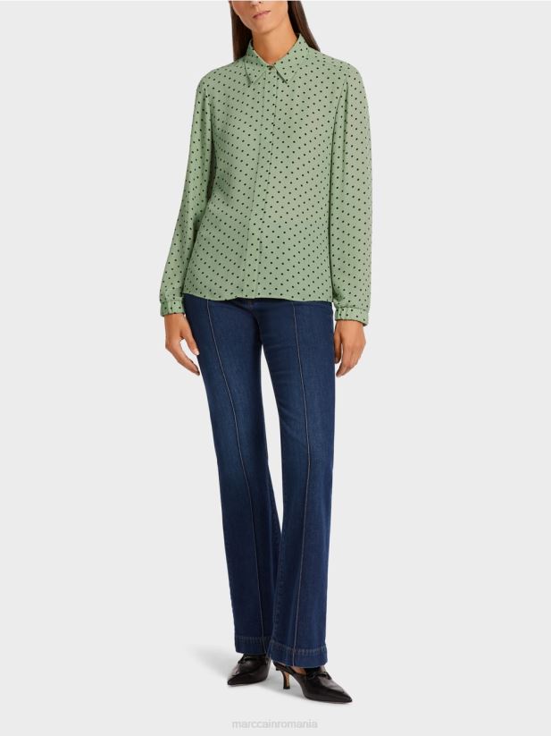 bluză elegantă cu buline Marc Cain menta pudra îmbrăcăminte 4826HH1024
