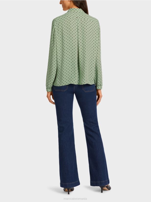 bluză elegantă cu buline Marc Cain menta pudra îmbrăcăminte 4826HH1024