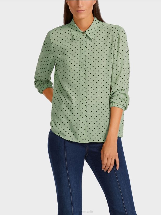 bluză elegantă cu buline Marc Cain menta pudra îmbrăcăminte 4826HH1024