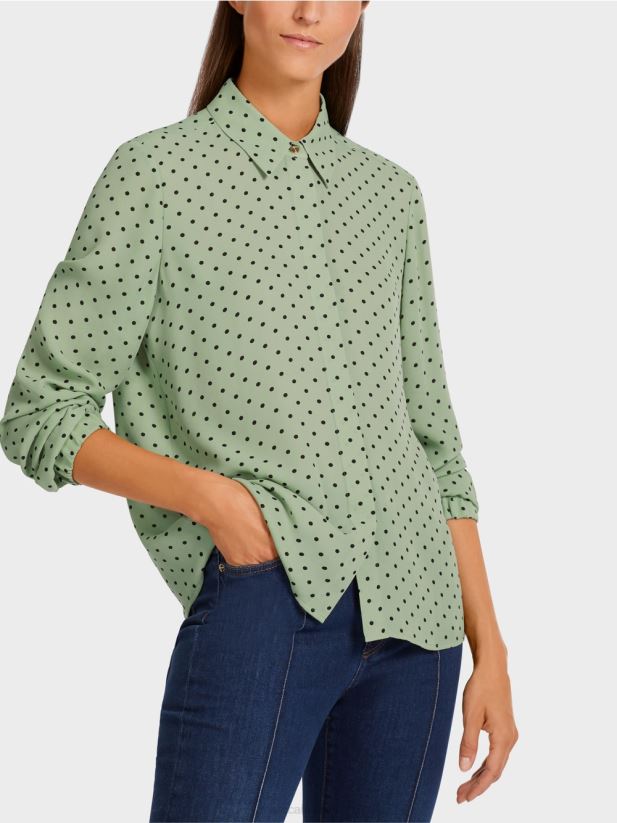 bluză elegantă cu buline Marc Cain menta pudra îmbrăcăminte 4826HH1024