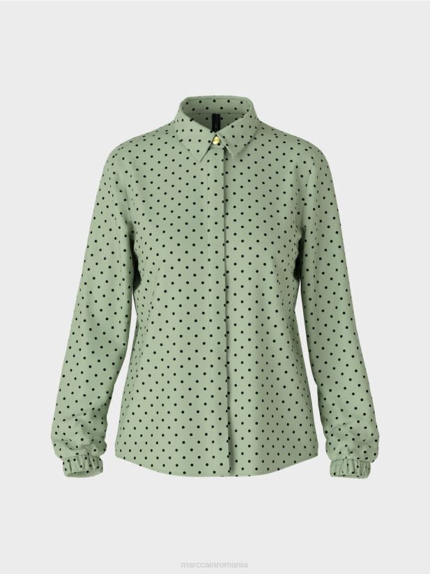 bluză elegantă cu buline Marc Cain menta pudra îmbrăcăminte 4826HH1024