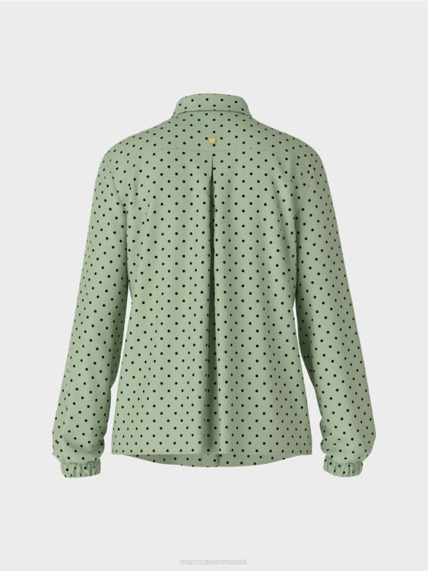 bluză elegantă cu buline Marc Cain menta pudra îmbrăcăminte 4826HH1024