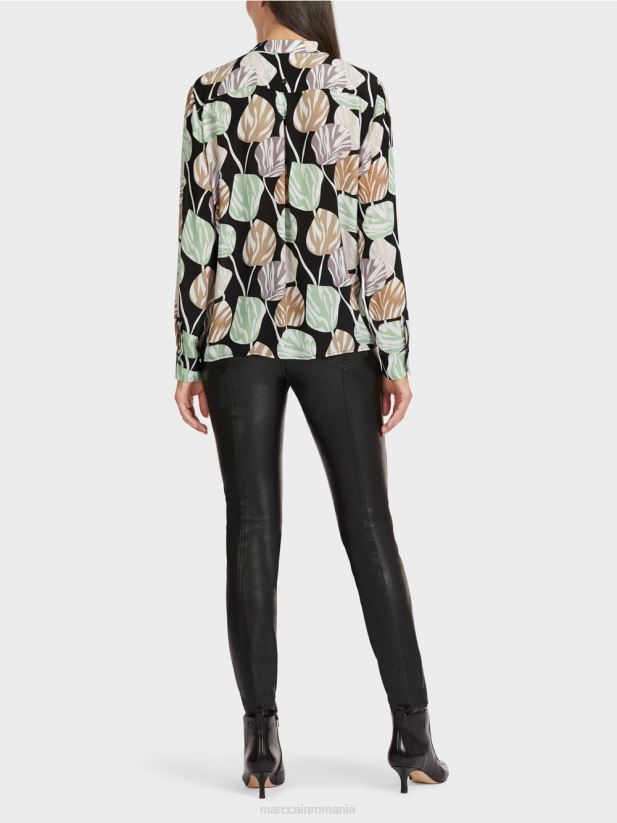 bluză elegantă cu guler ridicat Marc Cain menta pudra îmbrăcăminte 4826HH1023