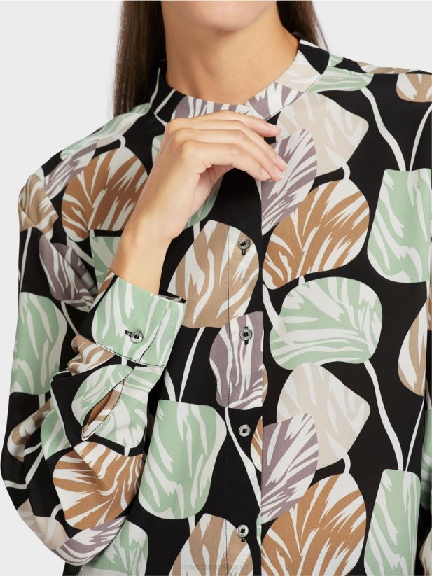 bluză elegantă cu guler ridicat Marc Cain menta pudra îmbrăcăminte 4826HH1023