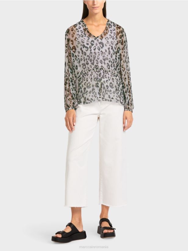 bluză etajată cu imprimeu leopard Marc Cain lavandă ușoară îmbrăcăminte 4826HH955