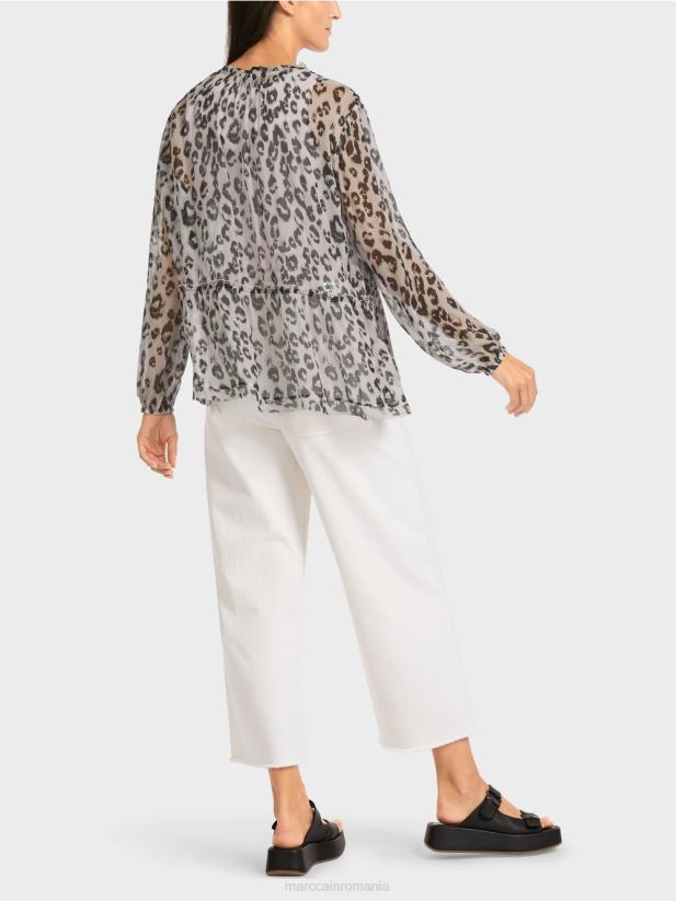 bluză etajată cu imprimeu leopard Marc Cain lavandă ușoară îmbrăcăminte 4826HH955