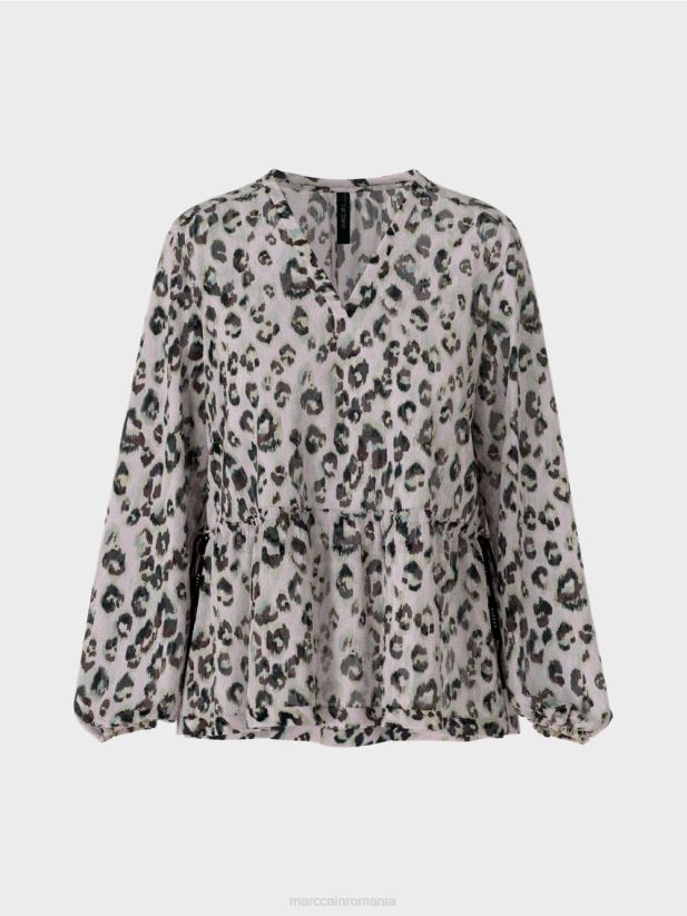 bluză etajată cu imprimeu leopard Marc Cain lavandă ușoară îmbrăcăminte 4826HH955