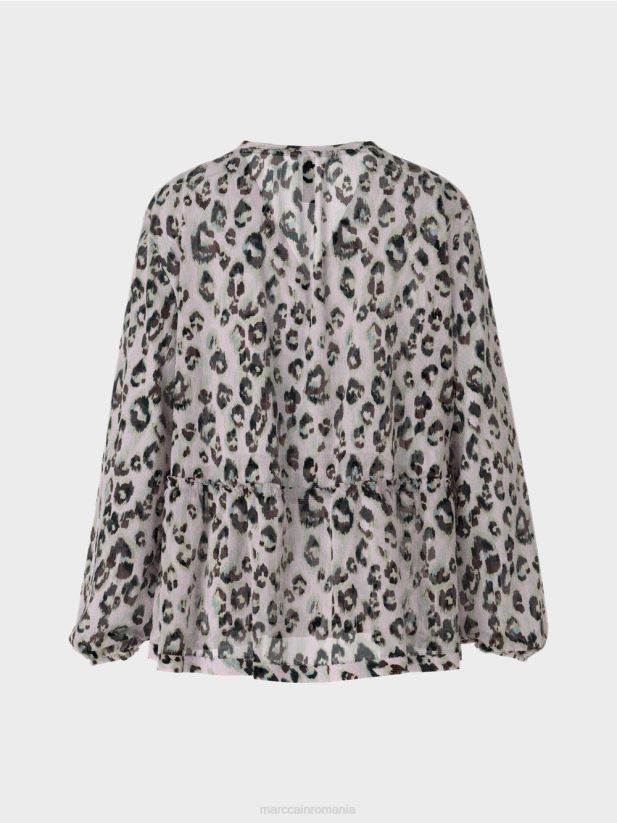 bluză etajată cu imprimeu leopard Marc Cain lavandă ușoară îmbrăcăminte 4826HH955