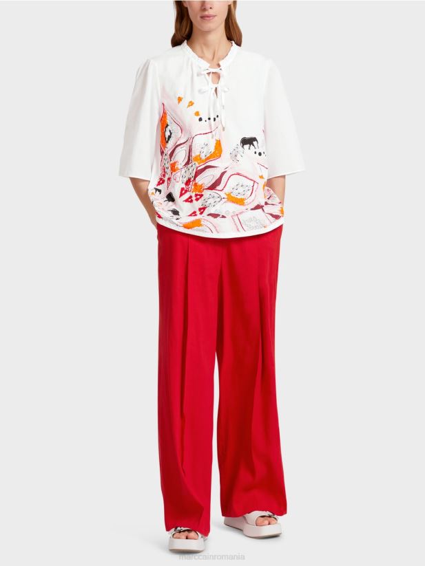 bluză evazată cu mâneci 3/4 Marc Cain rosu intens îmbrăcăminte 4826HH918