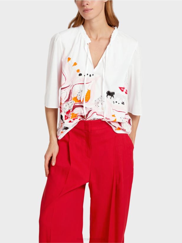 bluză evazată cu mâneci 3/4 Marc Cain rosu intens îmbrăcăminte 4826HH918