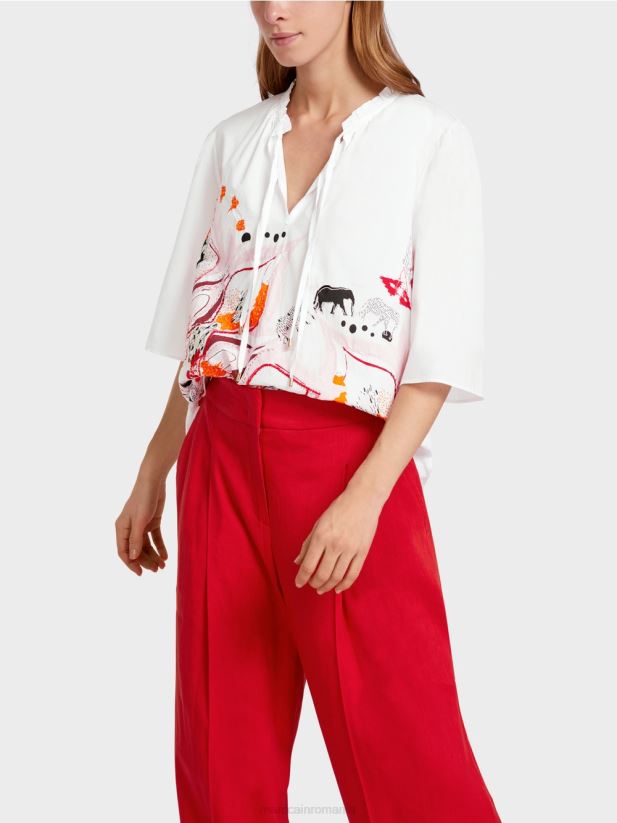 bluză evazată cu mâneci 3/4 Marc Cain rosu intens îmbrăcăminte 4826HH918