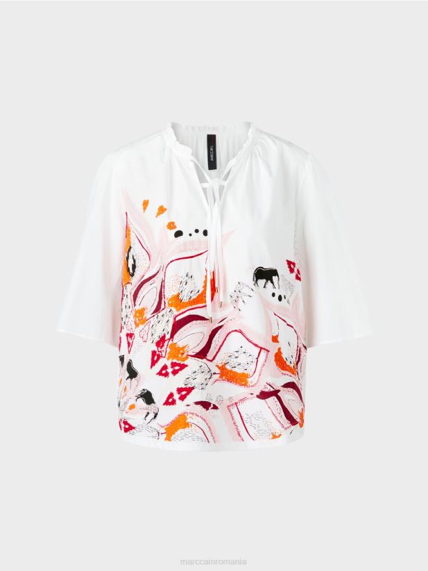 bluză evazată cu mâneci 3/4 Marc Cain rosu intens îmbrăcăminte 4826HH918