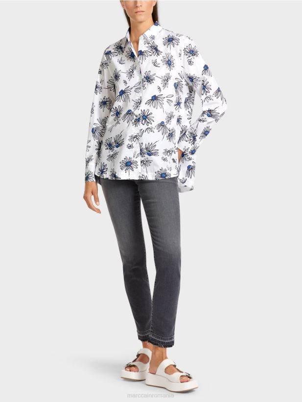 bluză florală „regândește împreună”. Marc Cain alb îmbrăcăminte 4826HH990