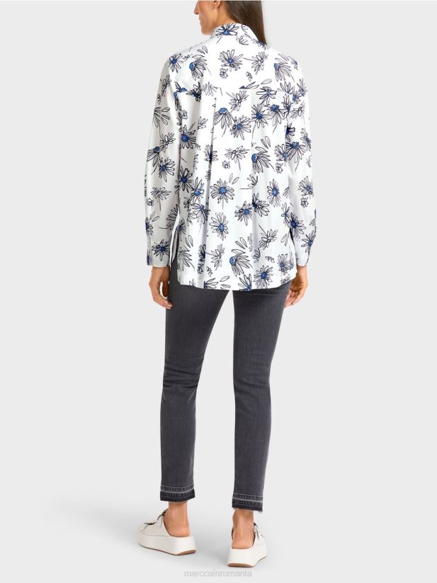 bluză florală „regândește împreună”. Marc Cain alb îmbrăcăminte 4826HH990