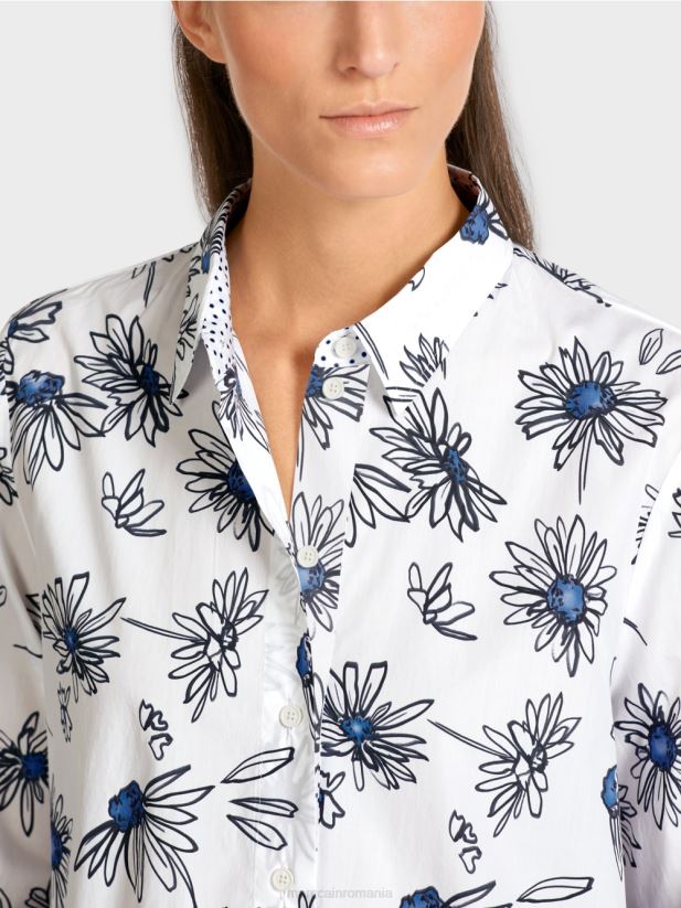 bluză florală „regândește împreună”. Marc Cain alb îmbrăcăminte 4826HH990