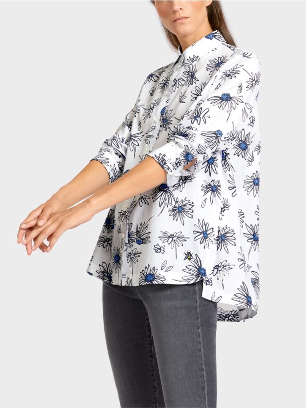 bluză florală „regândește împreună”. Marc Cain alb îmbrăcăminte 4826HH990