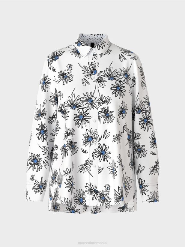 bluză florală „regândește împreună”. Marc Cain alb îmbrăcăminte 4826HH990