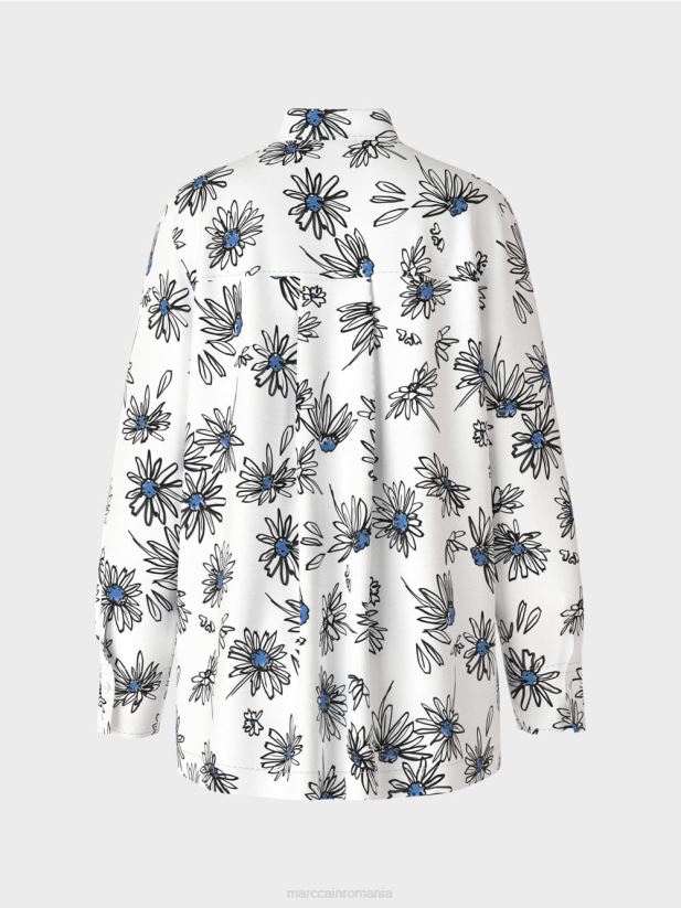 bluză florală „regândește împreună”. Marc Cain alb îmbrăcăminte 4826HH990