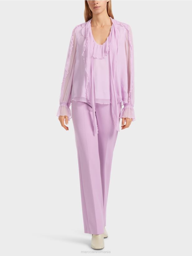 bluză șifon șifonată Marc Cain lavandă strălucitoare îmbrăcăminte 4826HH844